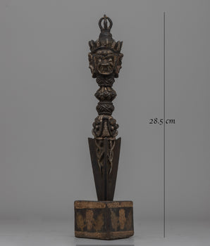 Handcrafted Iron Phurba with Silver Inlay | Vajrayana Buddhist Ceremonial Tool