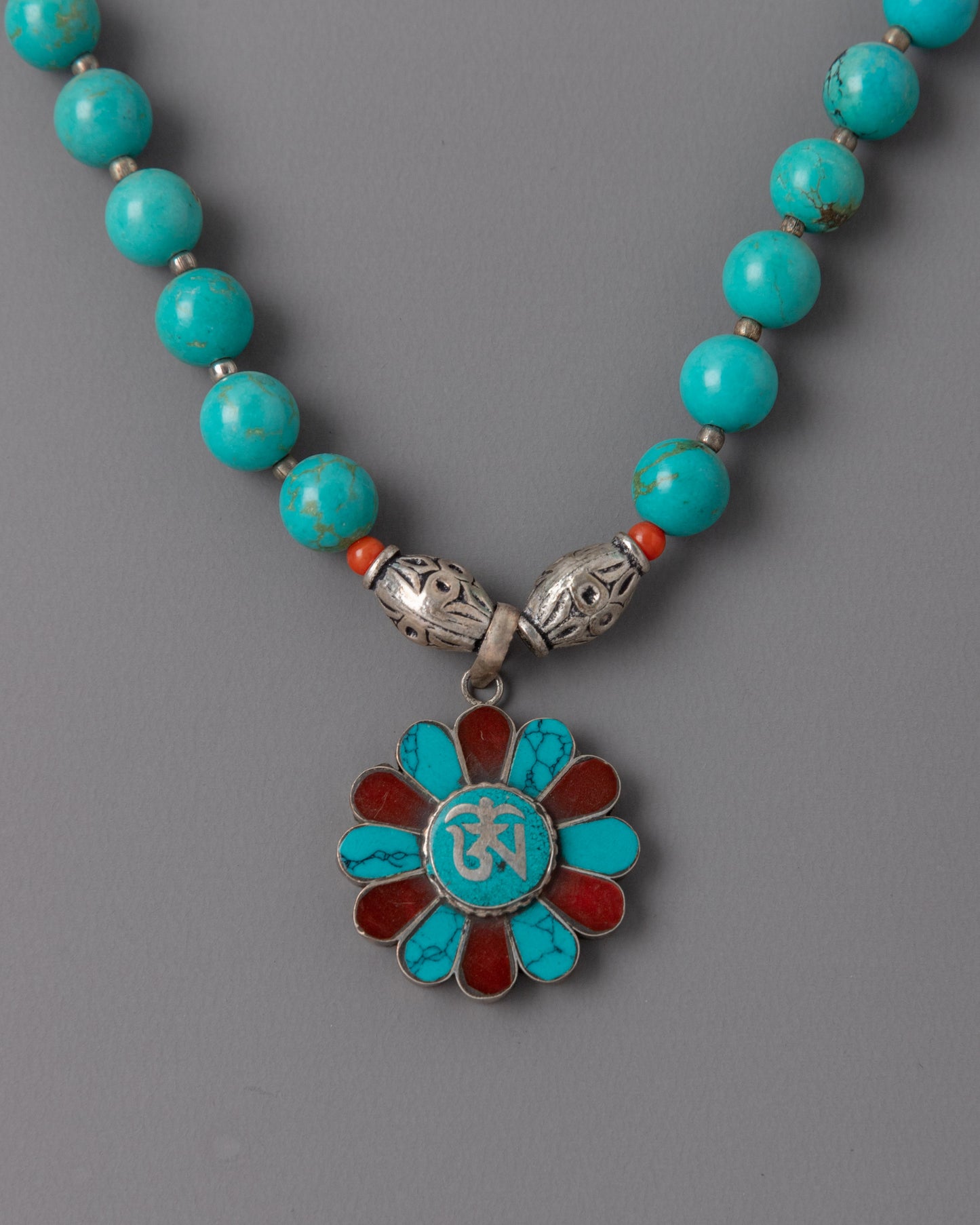 Tibetan-Style Necklace with Turquoise Beads | Spiritual Protection Jewelry