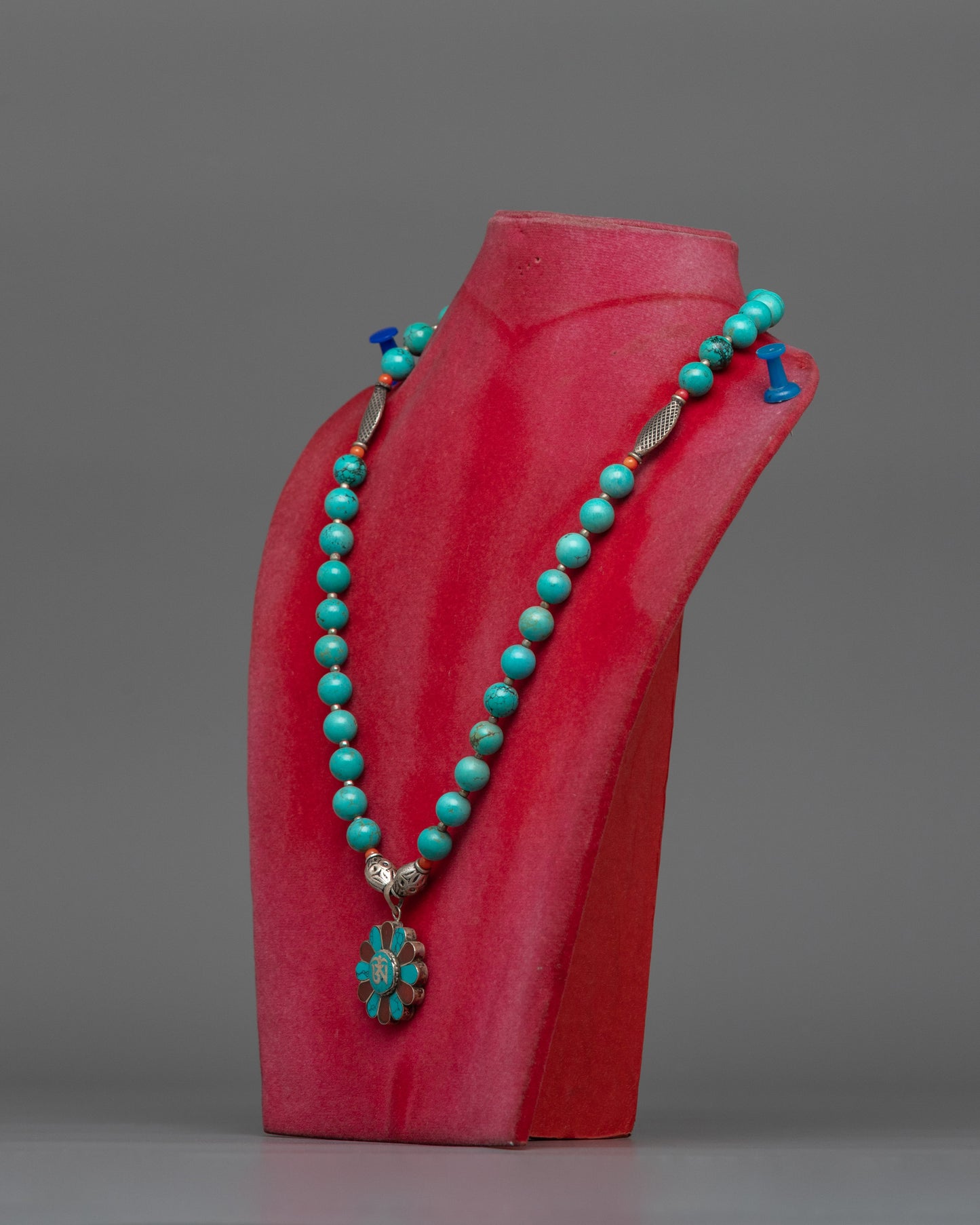 Tibetan-Style Necklace with Turquoise Beads | Spiritual Protection Jewelry