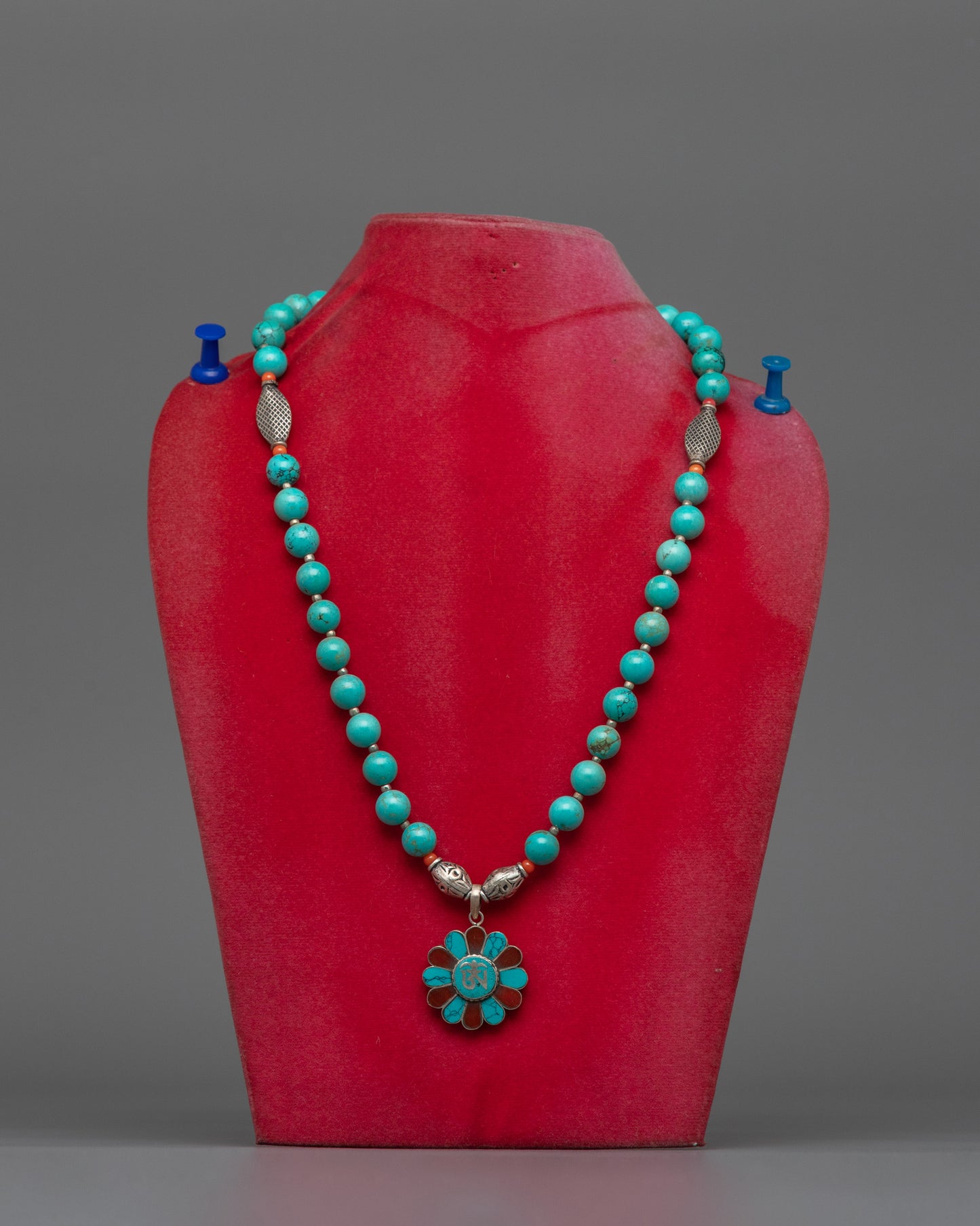 Tibetan-Style Necklace with Turquoise Beads | Spiritual Protection Jewelry