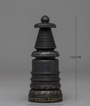 Authentic Handcrafted Tibetan Iron Stupa | Sacred Buddhist Shrine