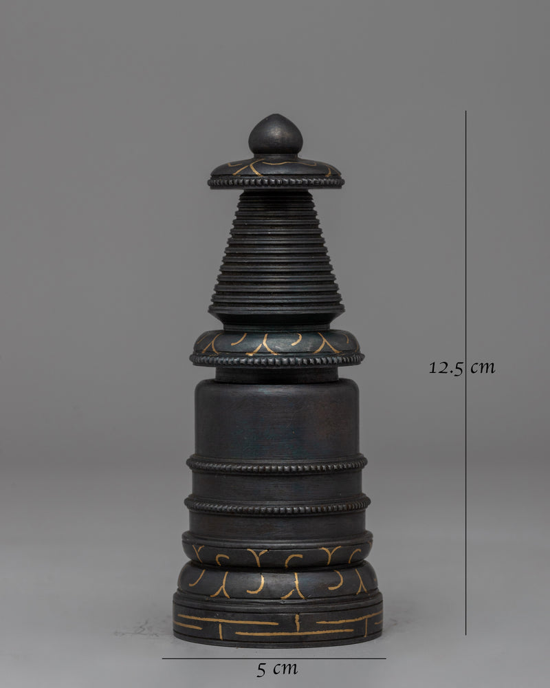 Authentic Handcrafted Tibetan Iron Stupa | Sacred Buddhist Shrine