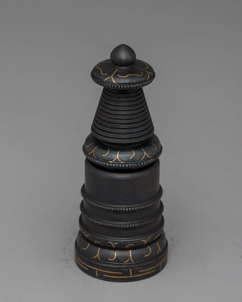 Authentic Handcrafted Tibetan Iron Stupa | Sacred Buddhist Shrine