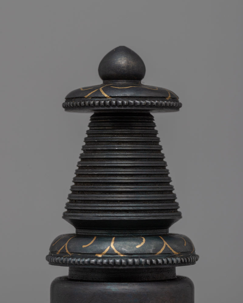 Authentic Handcrafted Tibetan Iron Stupa | Sacred Buddhist Shrine