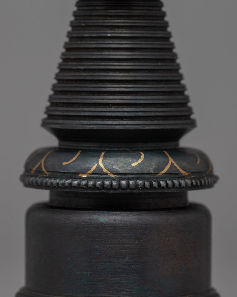 Authentic Handcrafted Tibetan Iron Stupa | Sacred Buddhist Shrine