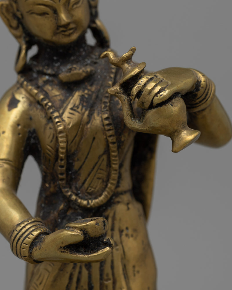 Elegant Handcrafted Newari Lady Offering Statue | Perfect for Altars or Spiritual Decor