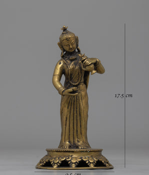 Elegant Handcrafted Newari Lady Offering Statue | Perfect for Altars or Spiritual Decor
