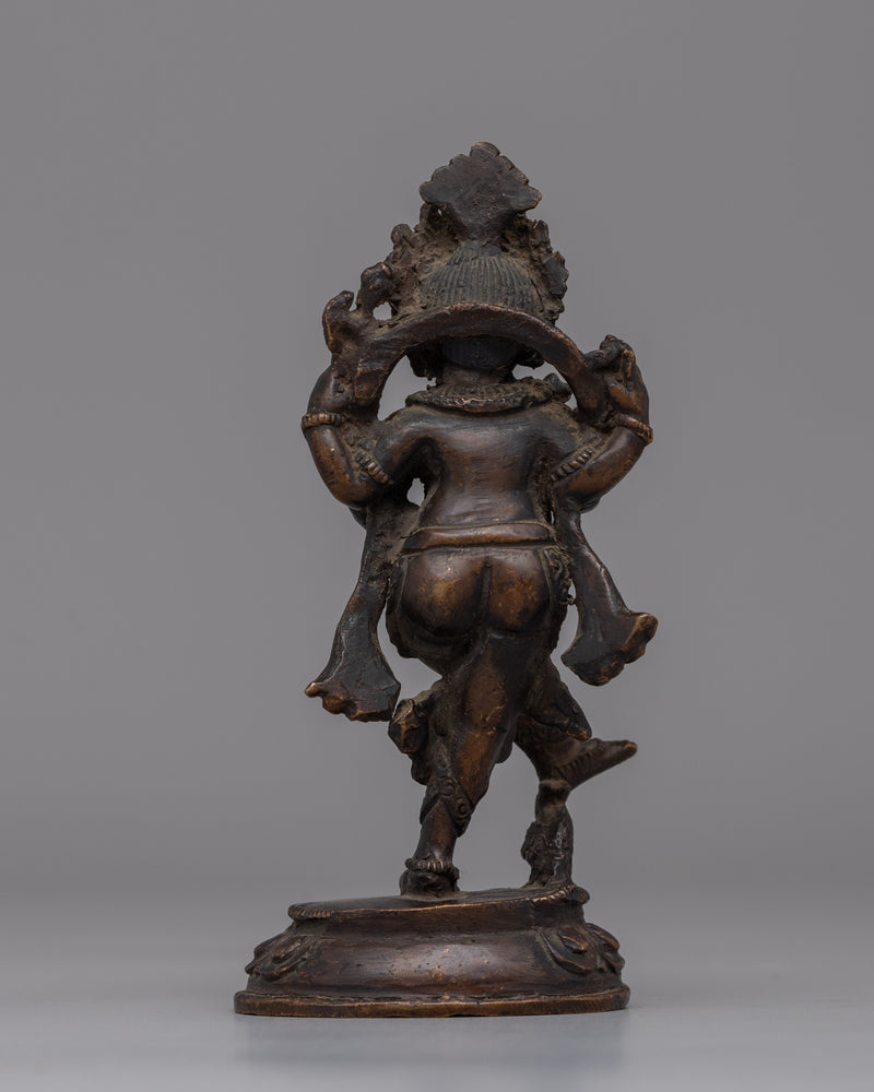 Nritya Ganapati Hindu deity statue | Dancing Ganesha Statue in Oxidized Copper