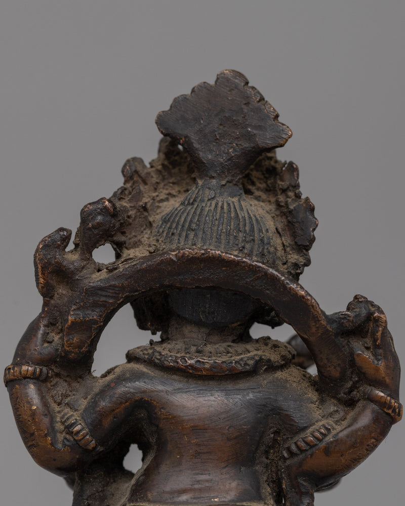 Nritya Ganapati Hindu deity statue | Dancing Ganesha Statue in Oxidized Copper