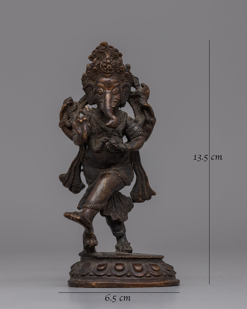 Nritya Ganapati Hindu deity statue | Dancing Ganesha Statue in Oxidized Copper