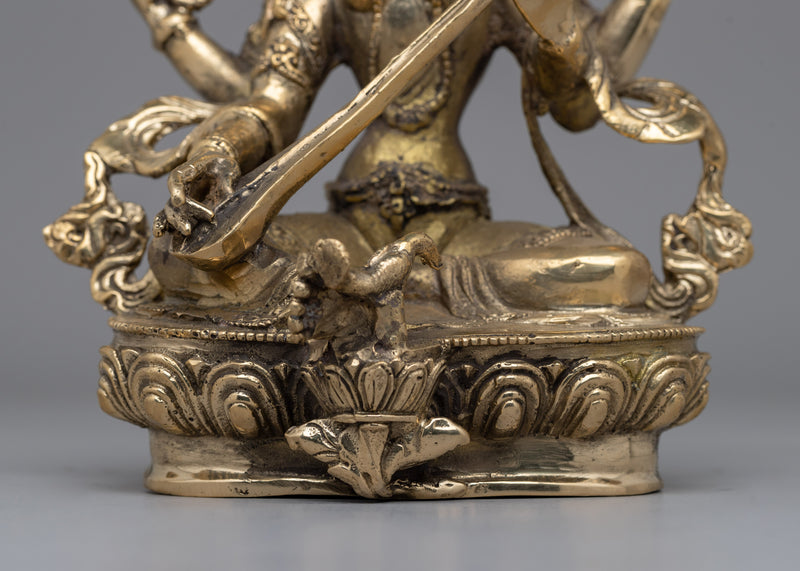 Goddess Saraswati Statue in Brass | Hindu Goddess of Knowledge