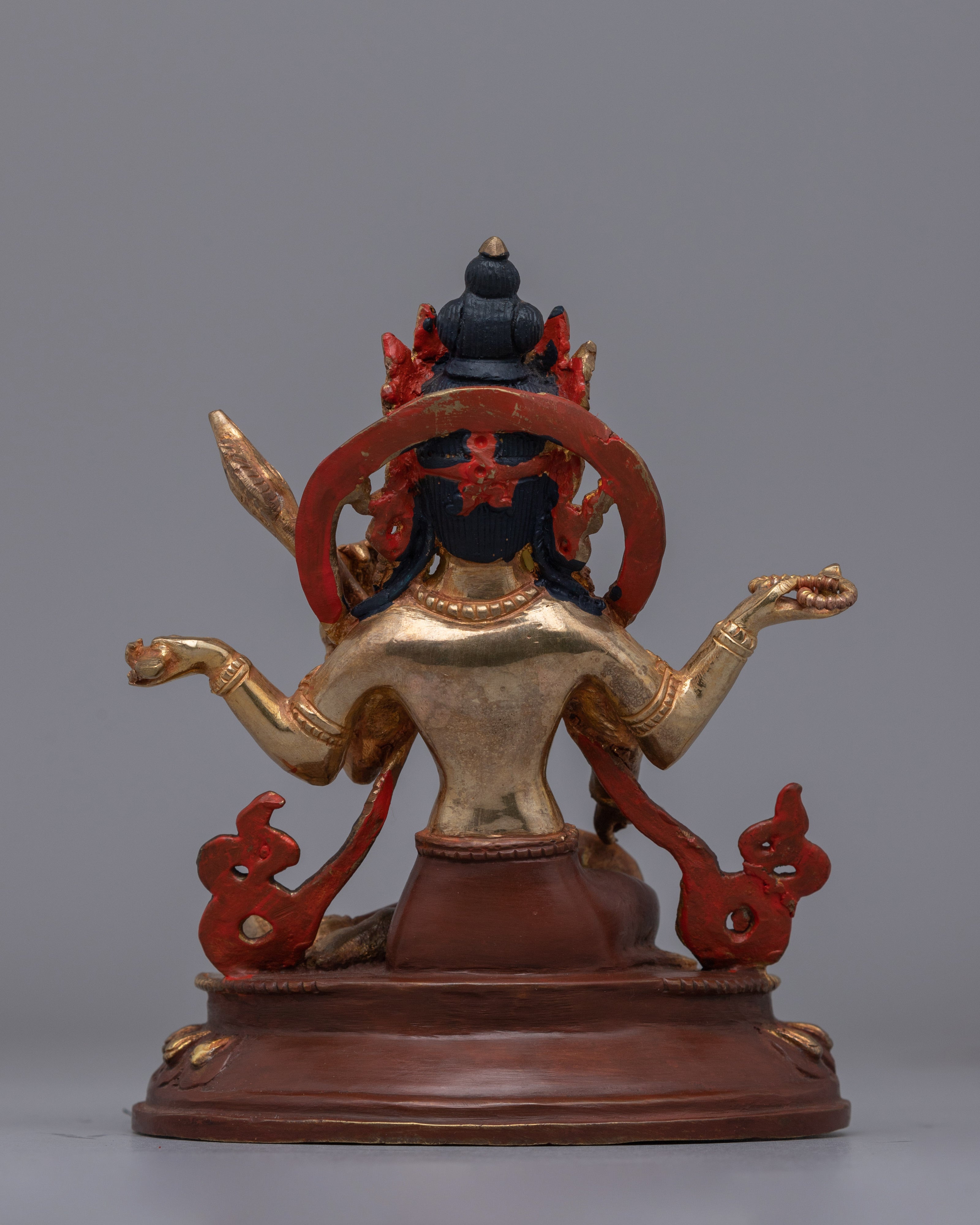 Handmade Gold plated Saraswati Statue | Oxidized Copper Wisdom Goddess Statue for Altars