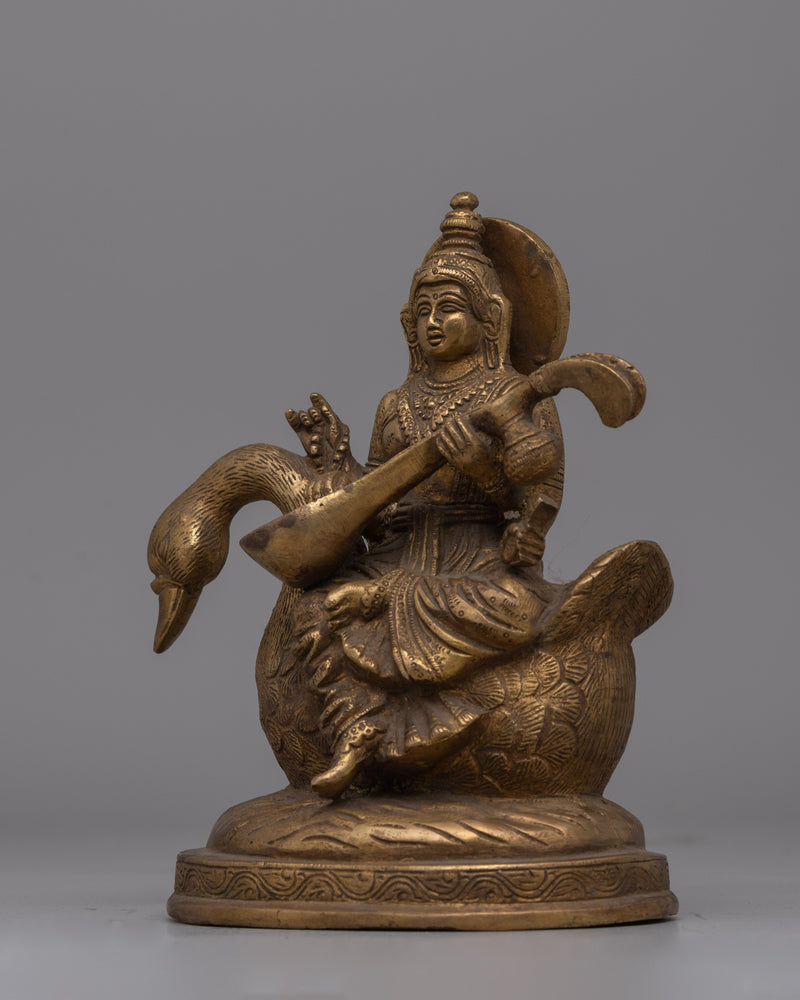 Divine Saraswati Statue with Swan | Stunning Sculpture for Knowledge and Creativity