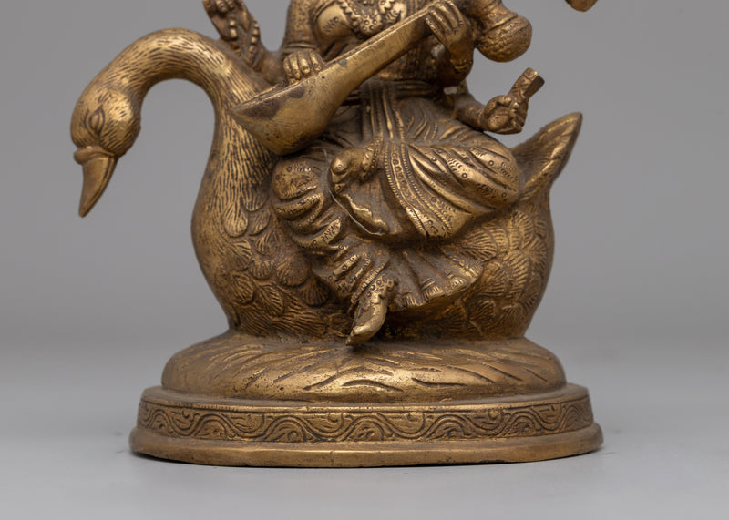 Divine Saraswati Statue with Swan | Stunning Sculpture for Knowledge and Creativity