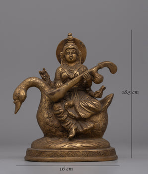 Divine Saraswati Statue with Swan | Stunning Sculpture for Knowledge and Creativity