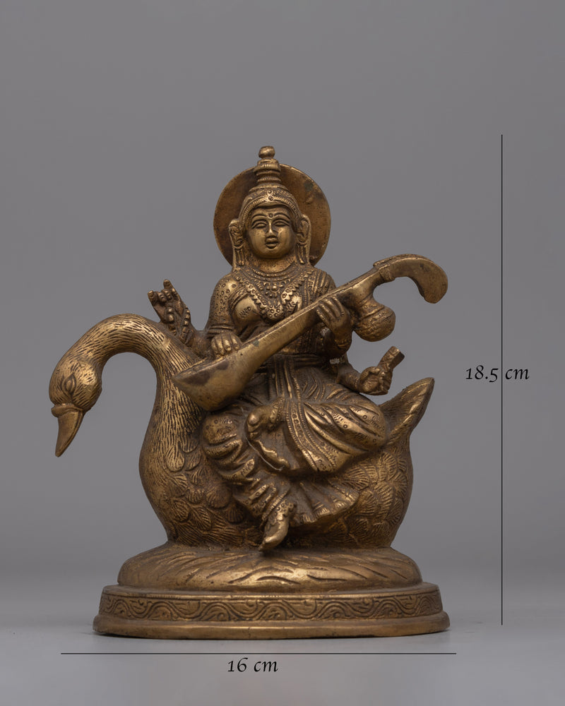 Divine Saraswati Statue with Swan | Stunning Sculpture for Knowledge and Creativity