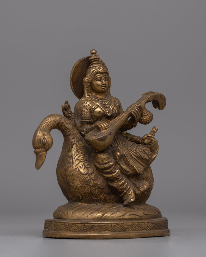 Divine Saraswati Statue with Swan | Stunning Sculpture for Knowledge and Creativity