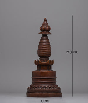 Oxidized Copper Essential Buddhist Stupa | Spiritual Path to Enlightenment