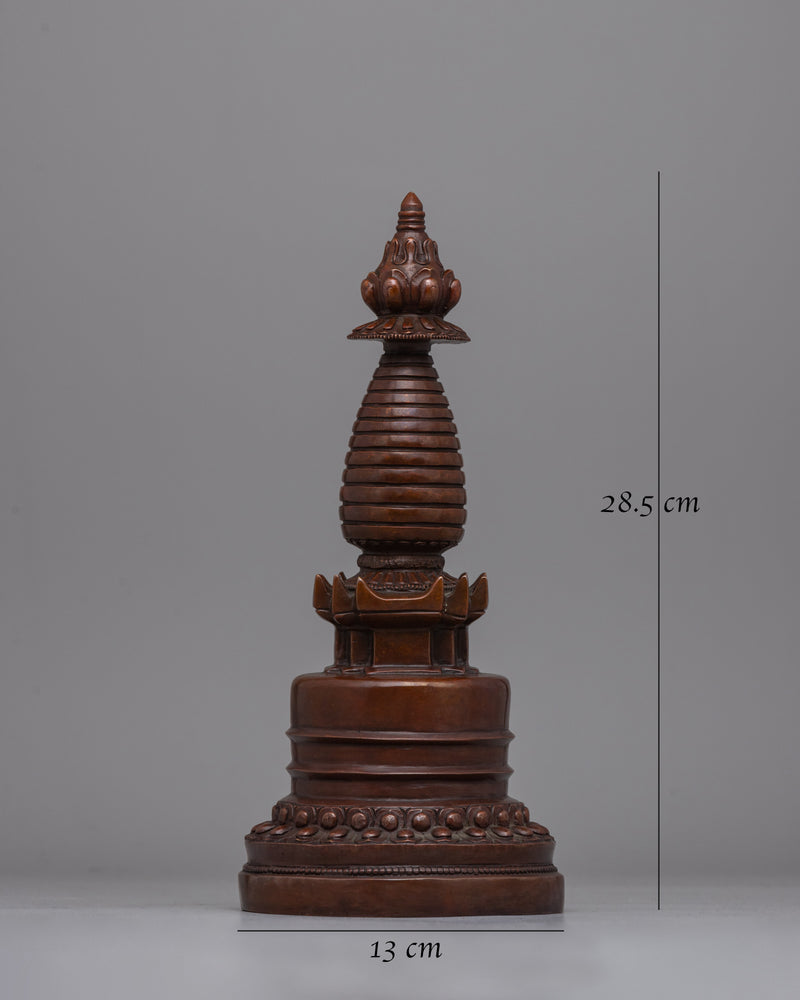 Oxidized Copper Essential Buddhist Stupa | Spiritual Path to Enlightenment