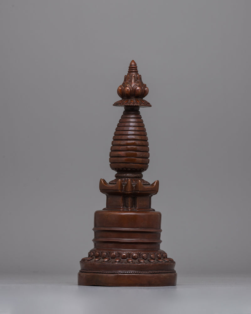 Oxidized Copper Essential Buddhist Stupa | Spiritual Path to Enlightenment