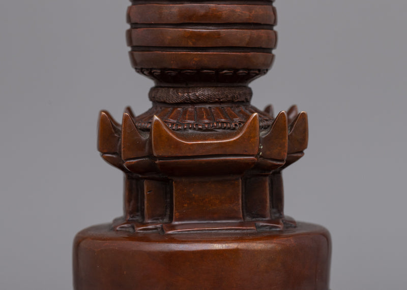 Oxidized Copper Essential Buddhist Stupa | Spiritual Path to Enlightenment