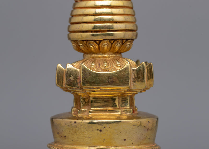 Essential Buddhist Stupa with Lotus Motif | Spiritual Enlightenment Symbol