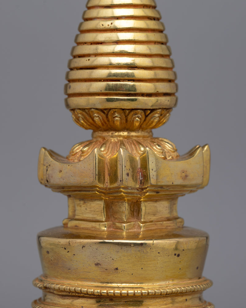 Essential Buddhist Stupa with Lotus Motif | Spiritual Enlightenment Symbol