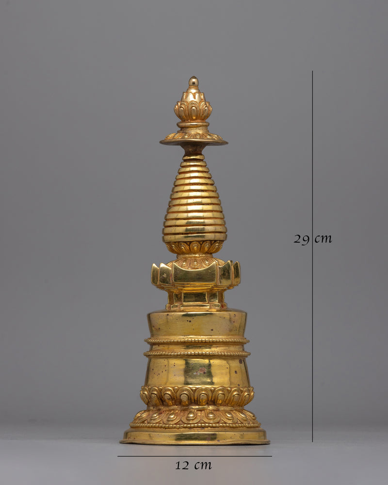 Essential Buddhist Stupa with Lotus Motif | Spiritual Enlightenment Symbol