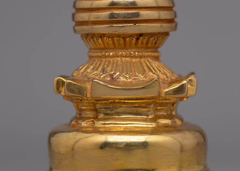 Exquisite 24K Gold-Plated Stupa | Copper Body Symbol of Enlightenment & Spiritual Harmony