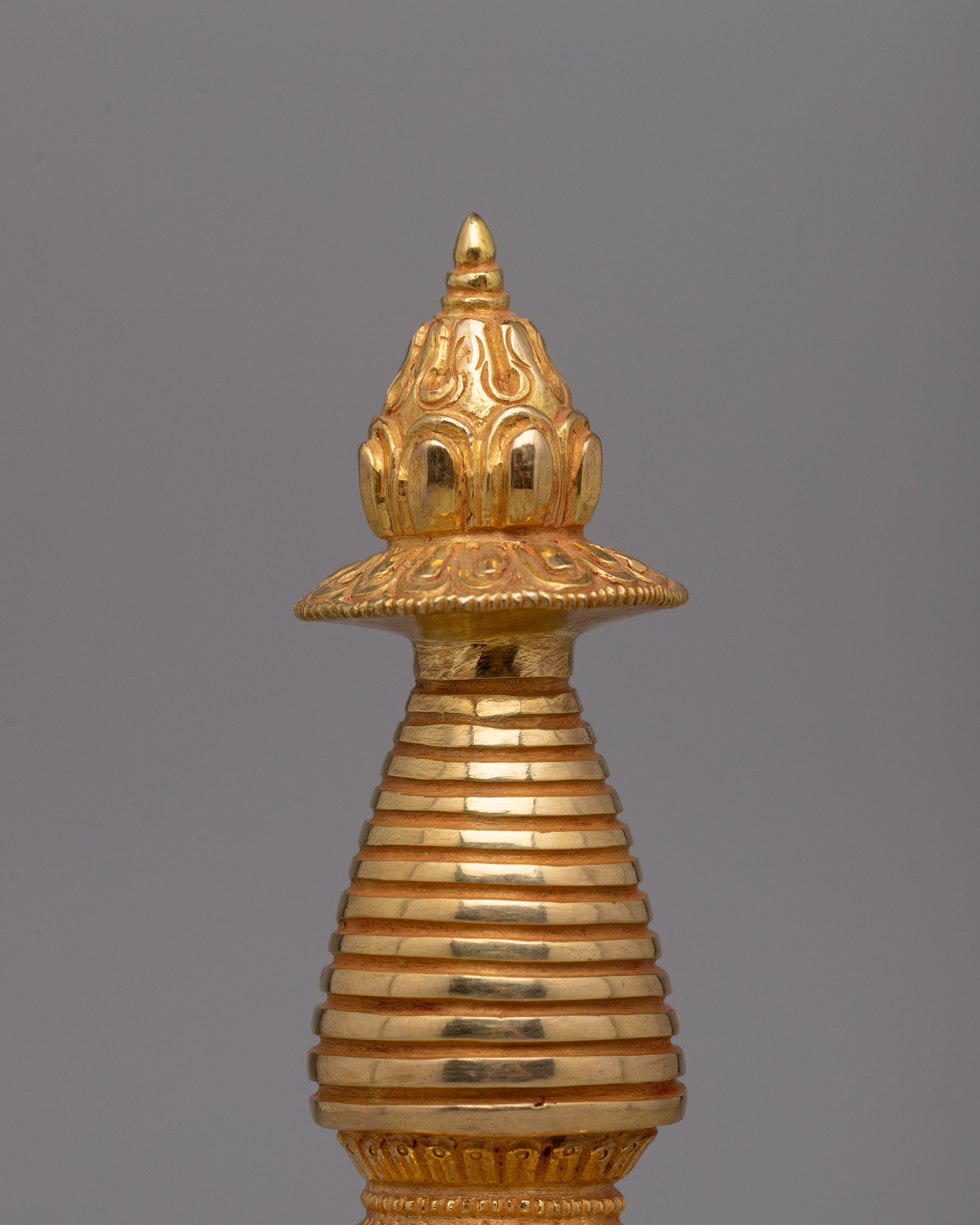 Exquisite 24K Gold-Plated Stupa | Copper Body Symbol of Enlightenment & Spiritual Harmony