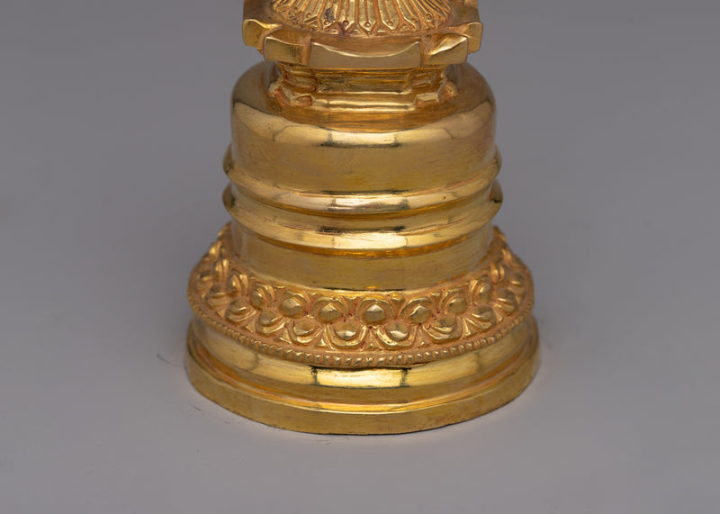 Exquisite 24K Gold-Plated Stupa | Copper Body Symbol of Enlightenment & Spiritual Harmony