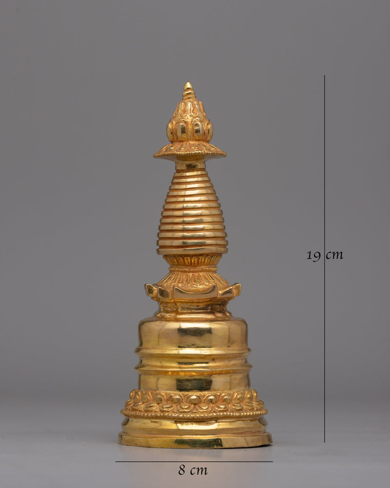 Exquisite 24K Gold-Plated Stupa | Copper Body Symbol of Enlightenment & Spiritual Harmony