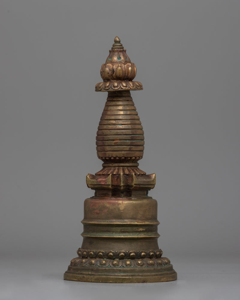 Elegant oxidized copper stupa | Symbolic Pathway to Enlightenment