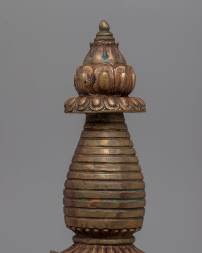 Elegant oxidized copper stupa | Symbolic Pathway to Enlightenment