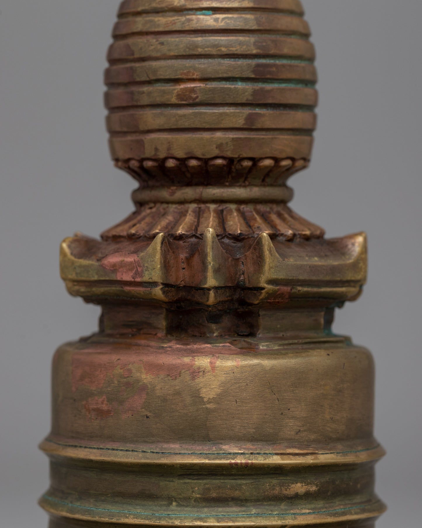 Elegant oxidized copper stupa | Symbolic Pathway to Enlightenment