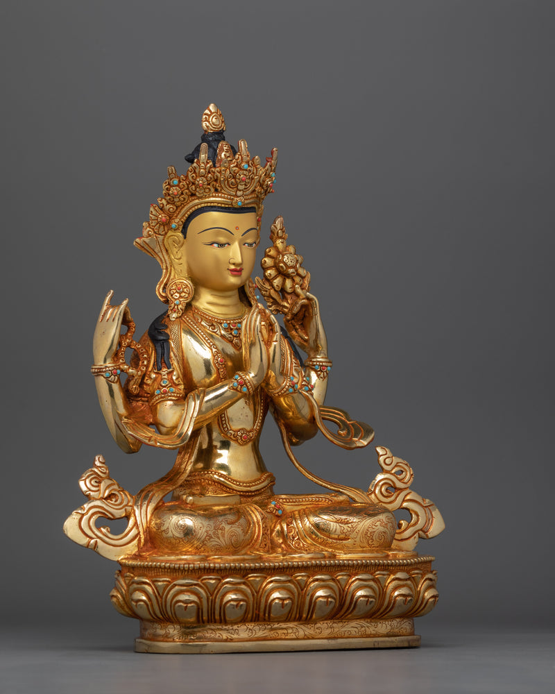 Avalokiteshvara statue Chenrezig | Divine Compassion Sculpture | Buddhist mantra statue