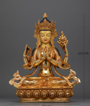 Avalokiteshvara statue Chenrezig | Divine Compassion Sculpture | Buddhist mantra statue