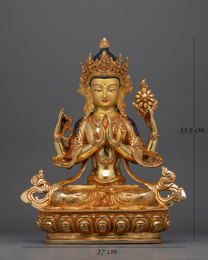 Avalokiteshvara statue Chenrezig | Divine Compassion Sculpture | Buddhist mantra statue