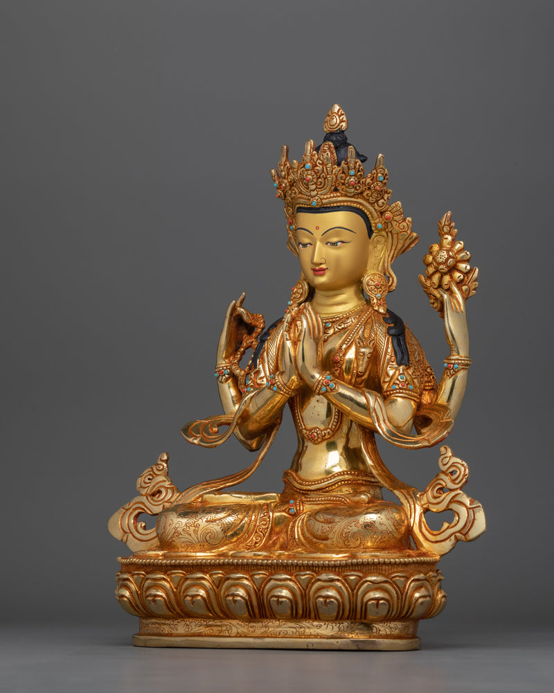 Avalokiteshvara statue Chenrezig | Divine Compassion Sculpture | Buddhist mantra statue