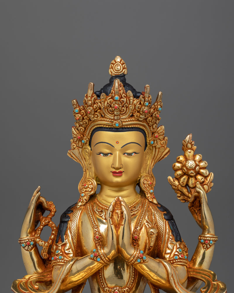 Avalokiteshvara statue Chenrezig | Divine Compassion Sculpture | Buddhist mantra statue