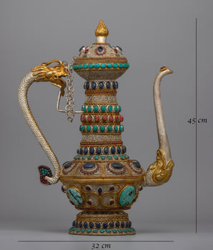 Handmade Decorative Tibetan Tea Pot Decor | Perfect for Spiritual & Cultural Decor
