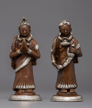Oxidized Brass Newar Women Statues