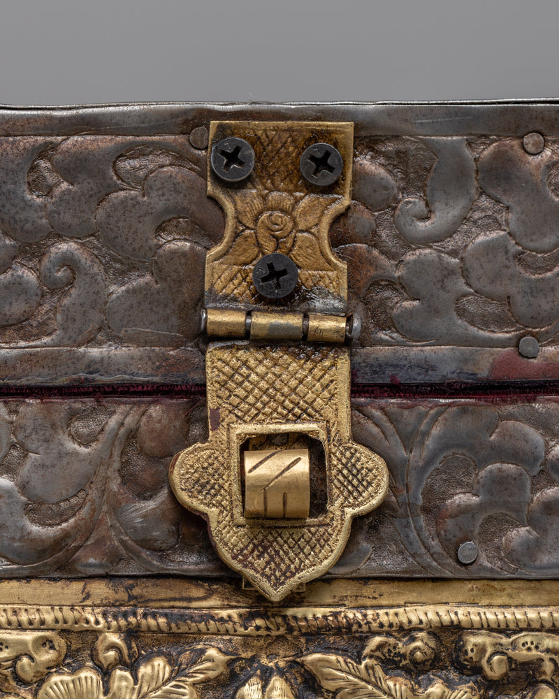 Sacred Tibetan Treasure Box | Iron & Brass Sacred Storage with Garuda Design