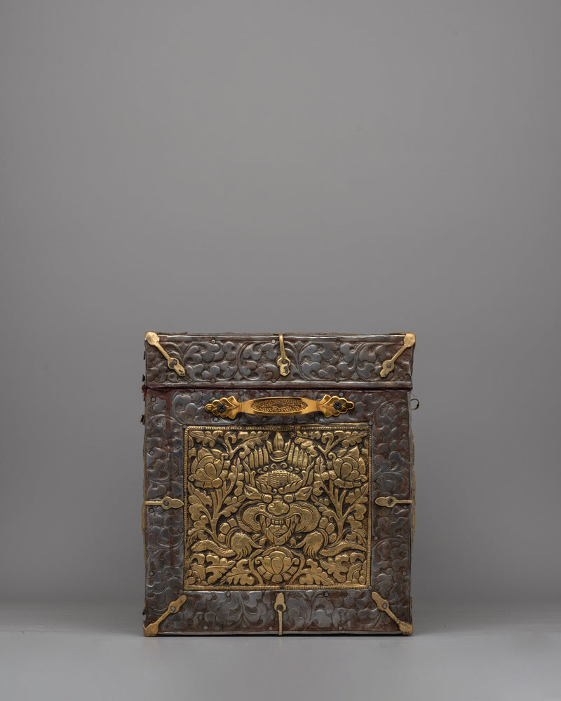 Sacred Tibetan Treasure Box | Iron & Brass Sacred Storage with Garuda Design