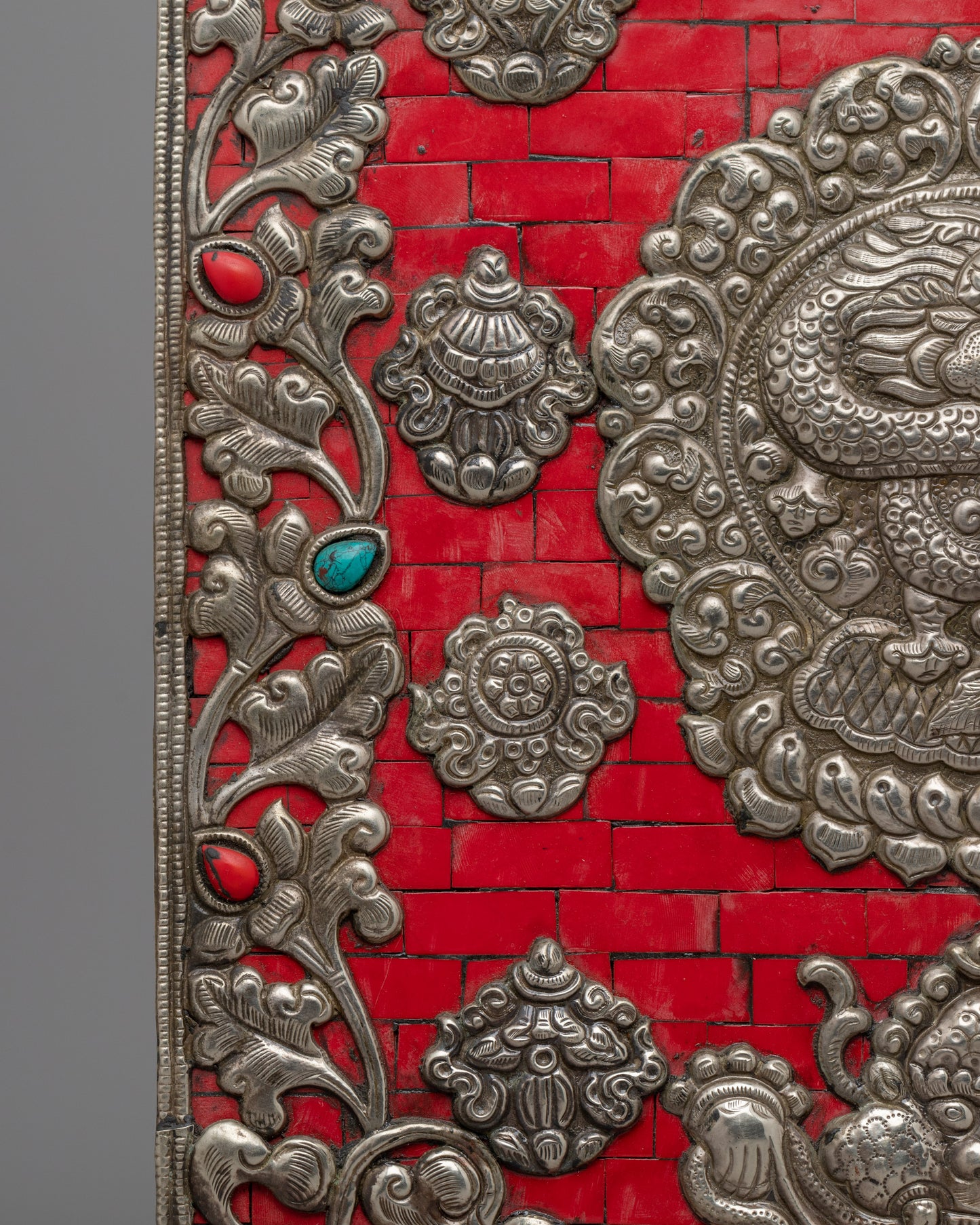 Handcrafted Dragon Metal Thangka | Sacred Tibetan Artwork for Strength and Balance