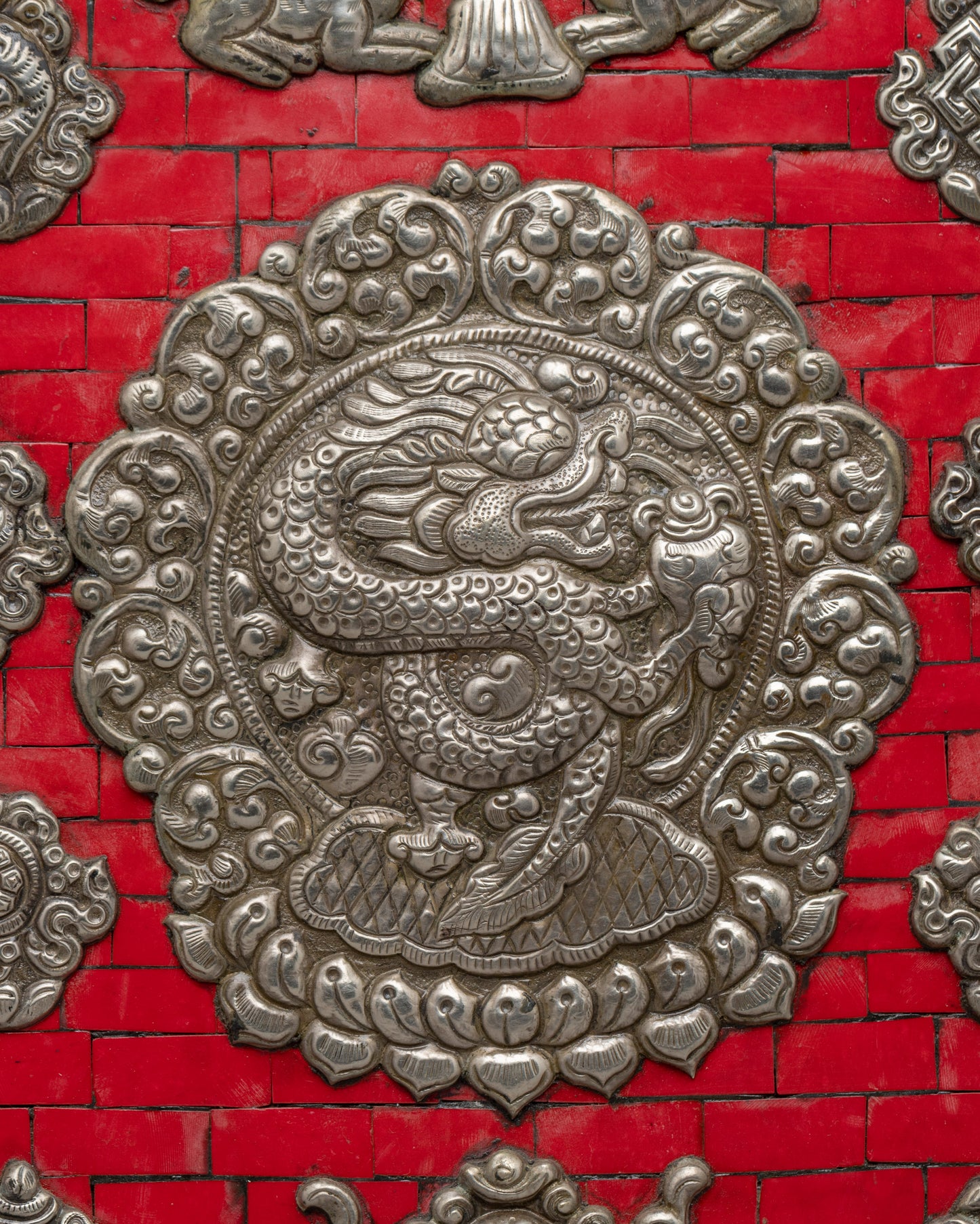 Handcrafted Dragon Metal Thangka | Sacred Tibetan Artwork for Strength and Balance