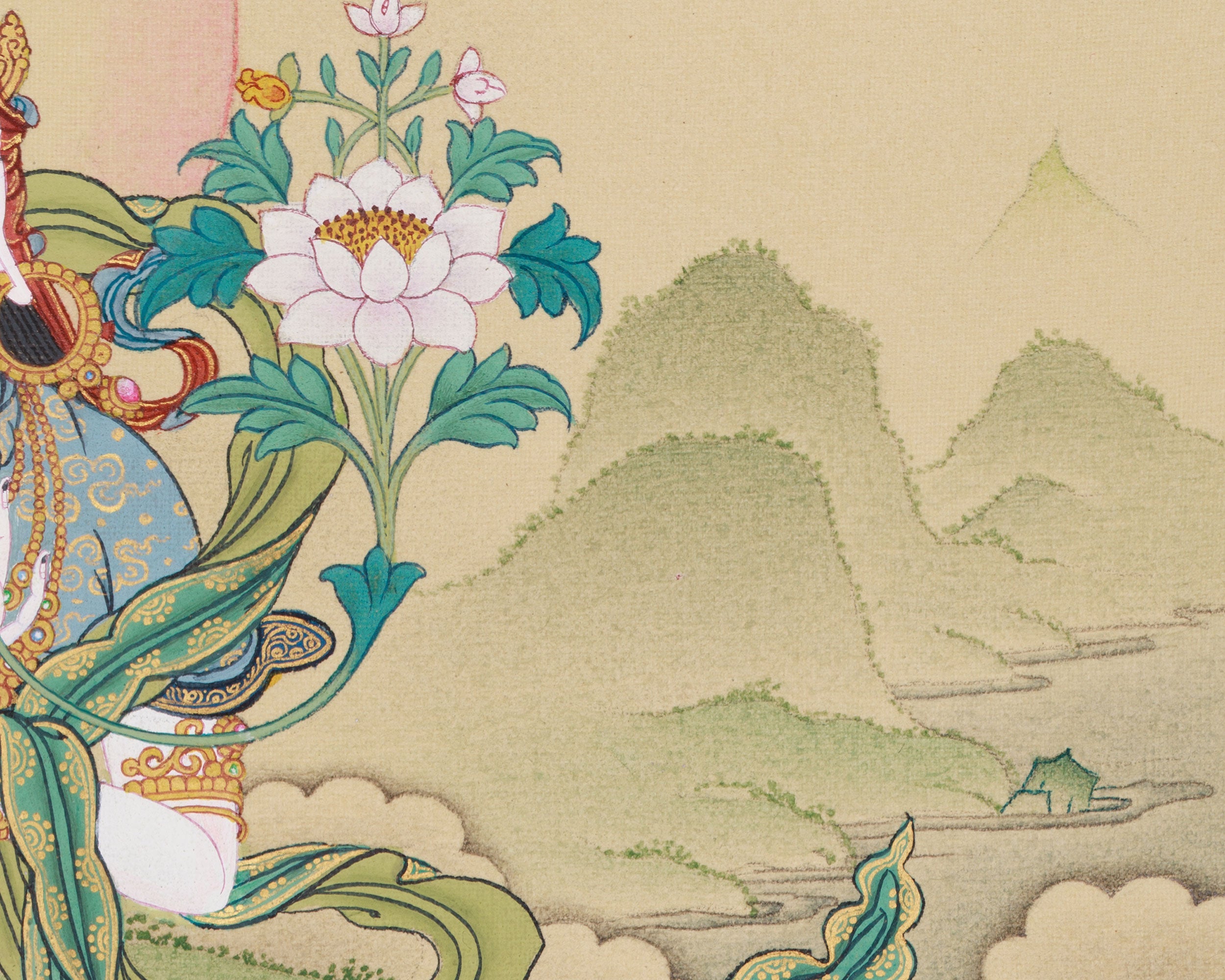 Tibetan Goddess White Tara With Amitabha Buddha | Longevity and Spiritual Protection Deity
