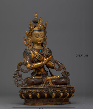Vajradhara Oxidized Antique Touch Statue | Embodiment of Primordial Wisdom