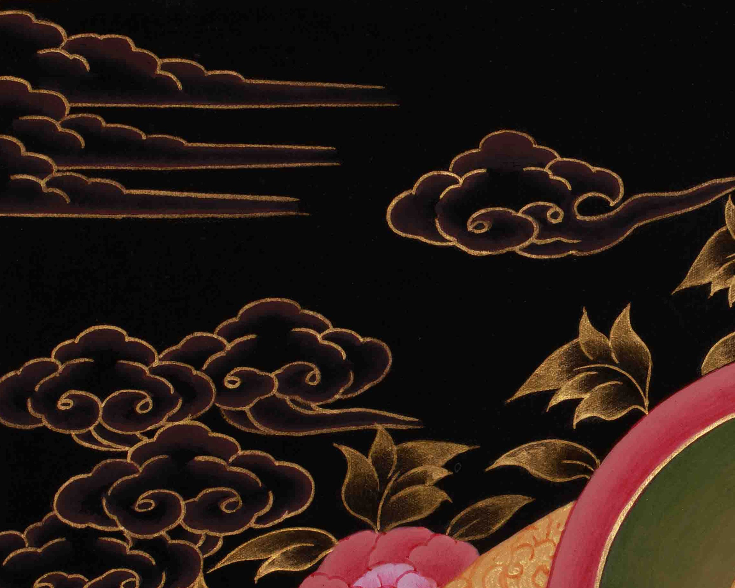 Dzambhala Prosperity Thangka | Hand Painted Buddhist Wealth Deity Art
