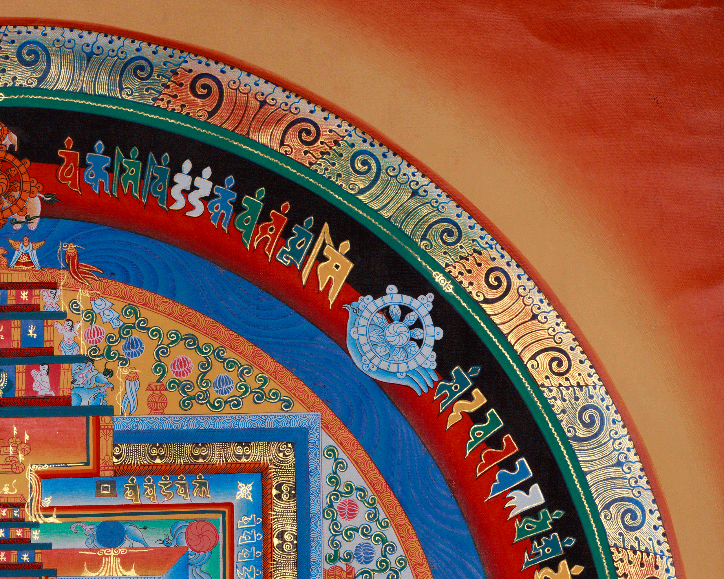 Spiritual Kalachakra Mandala Thangka | Himalayan Buddhist Mandala Painting